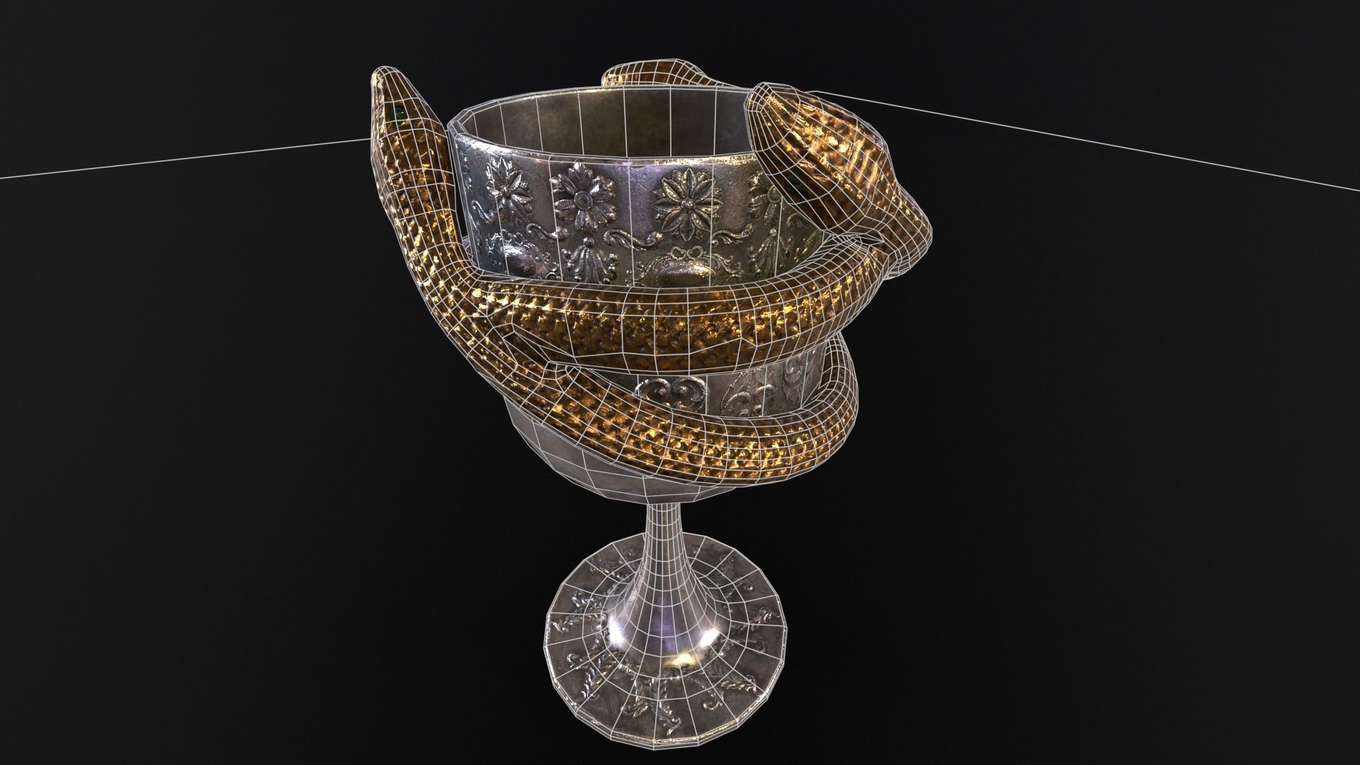 Snake King Chalice Low-poly 3D model_11