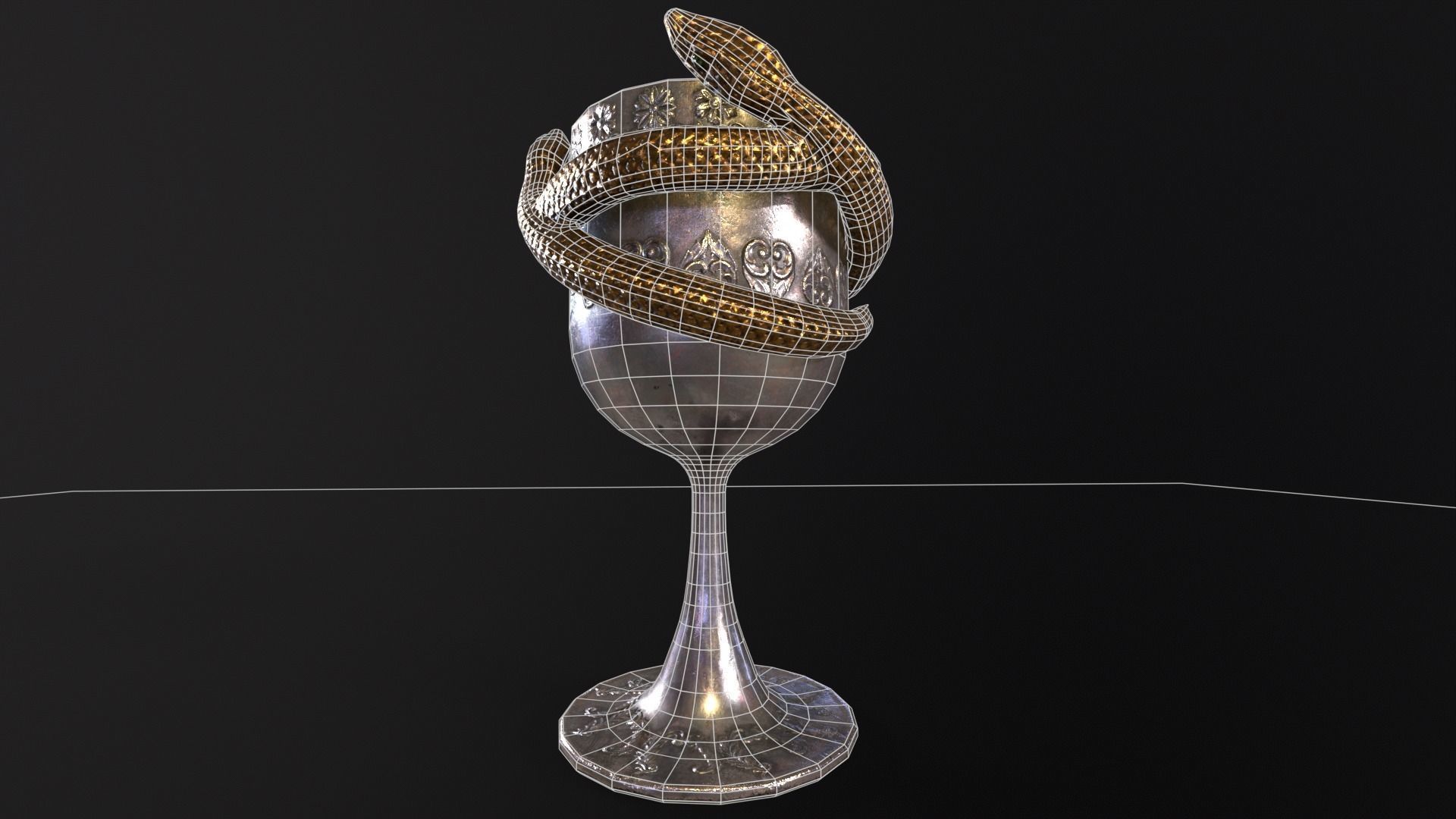 Snake King Chalice Low-poly 3D model_13