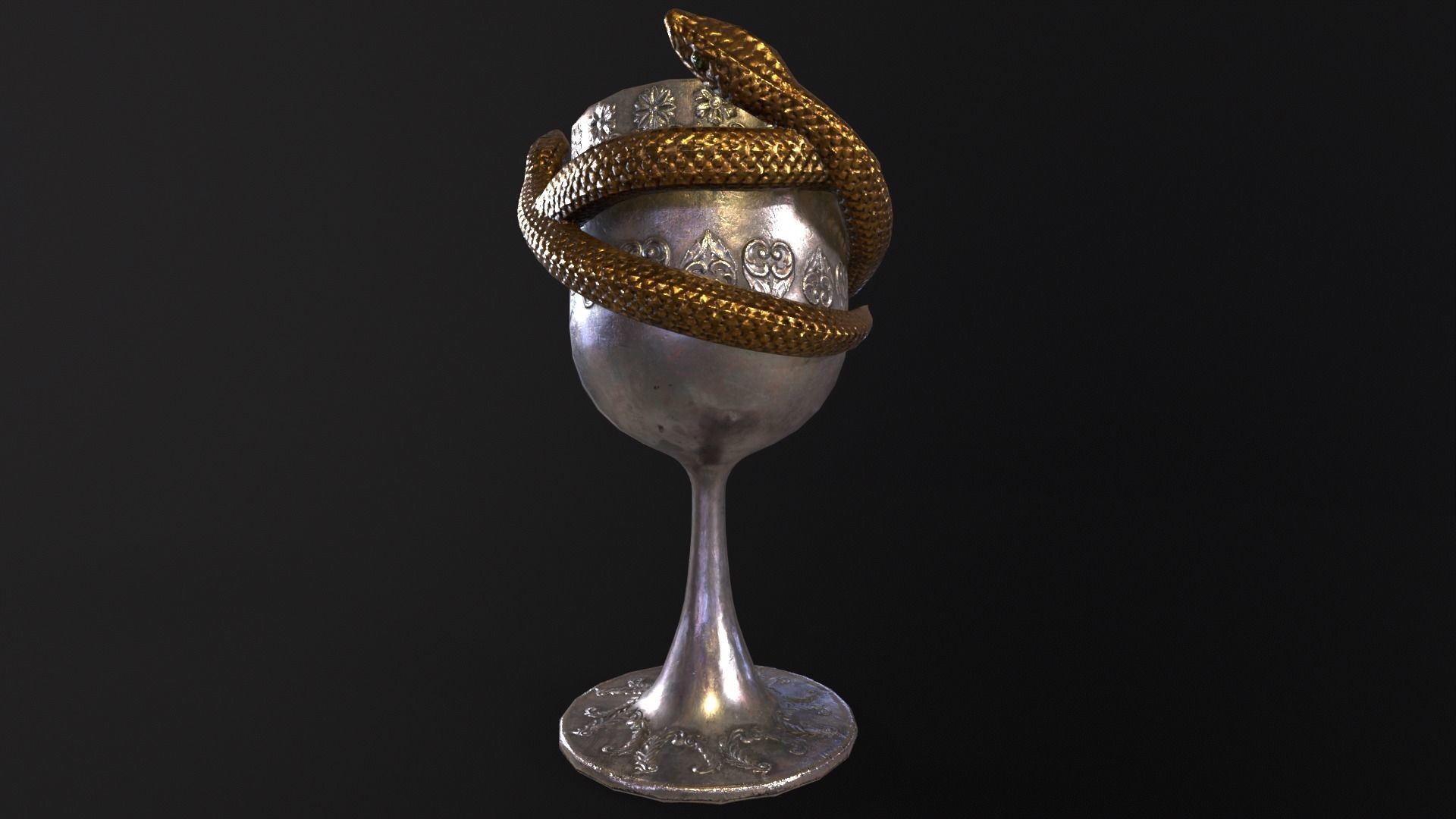 Snake King Chalice Low-poly 3D model_12