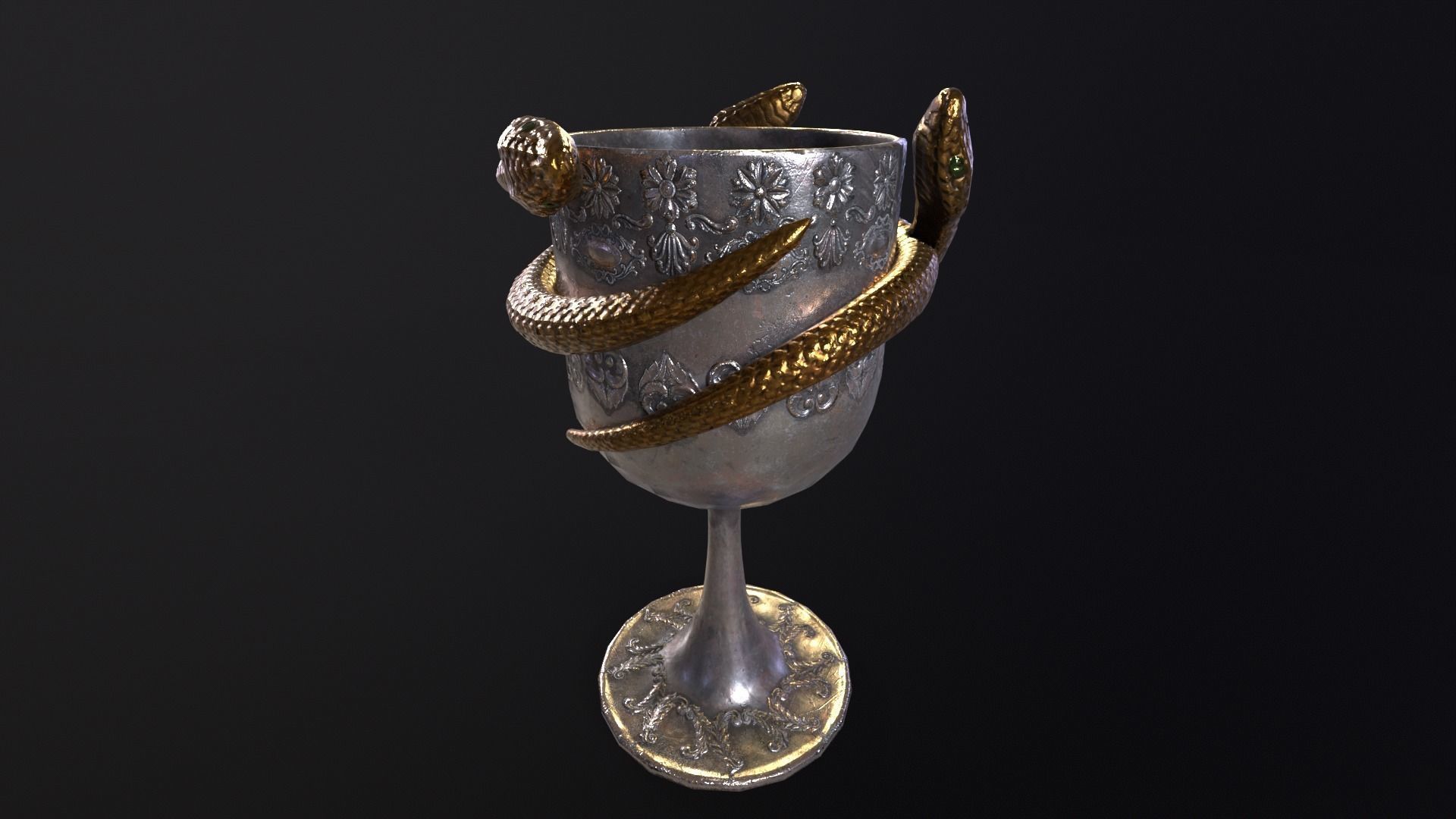 Snake King Chalice Low-poly 3D model_2