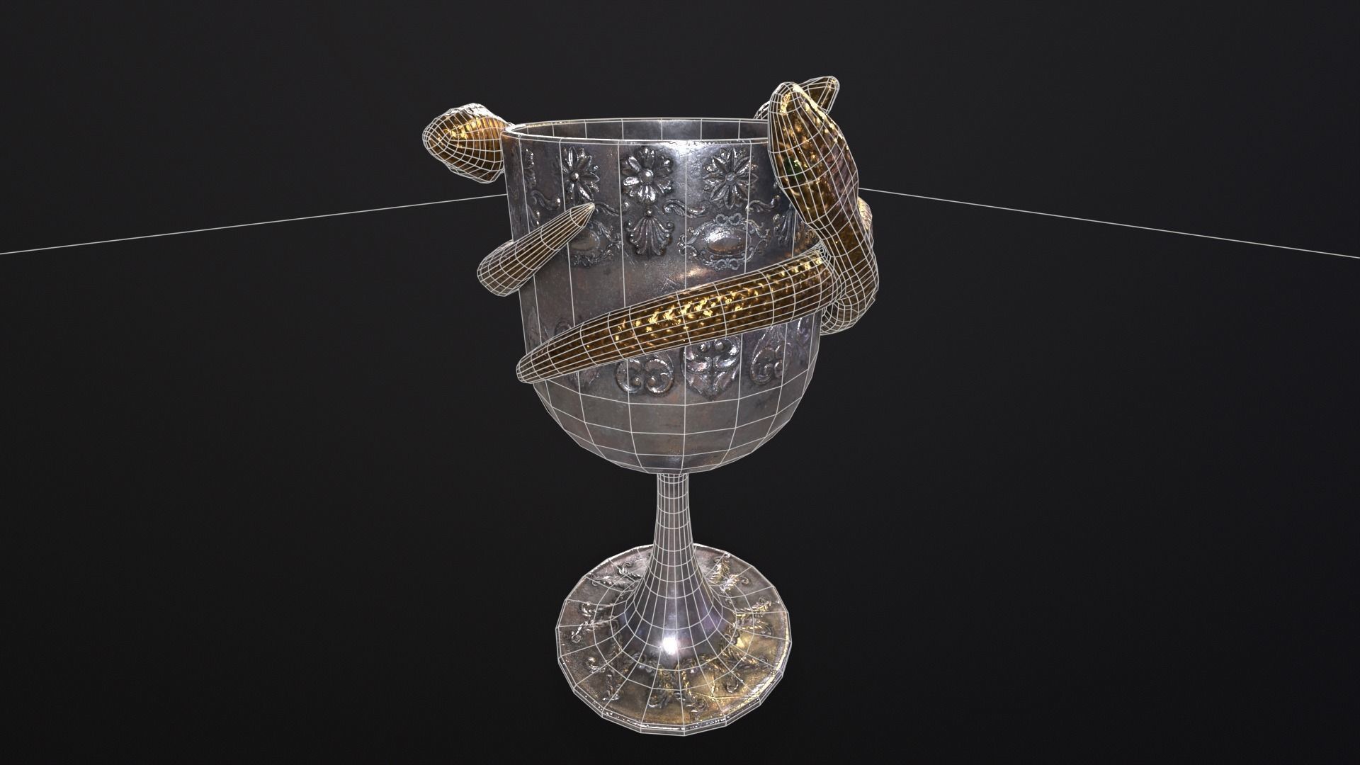 Snake King Chalice Low-poly 3D model_5