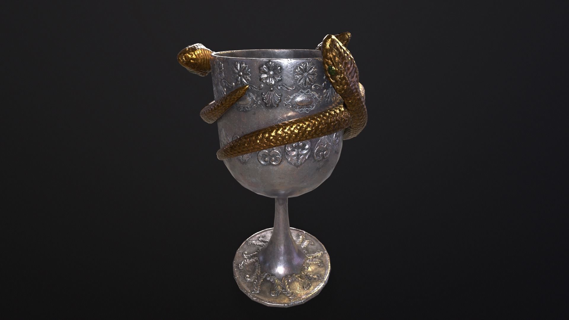 Snake King Chalice Low-poly 3D model_4