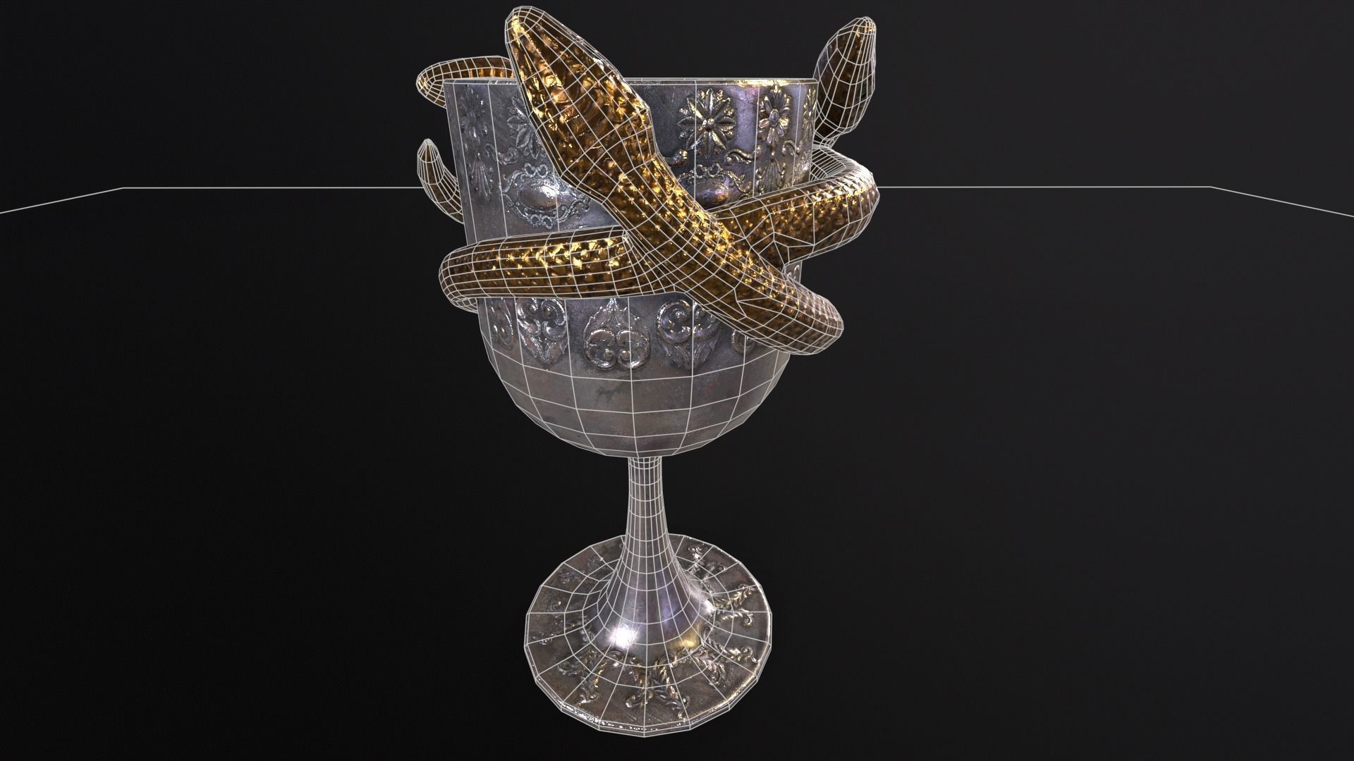 Snake King Chalice Low-poly 3D model_7