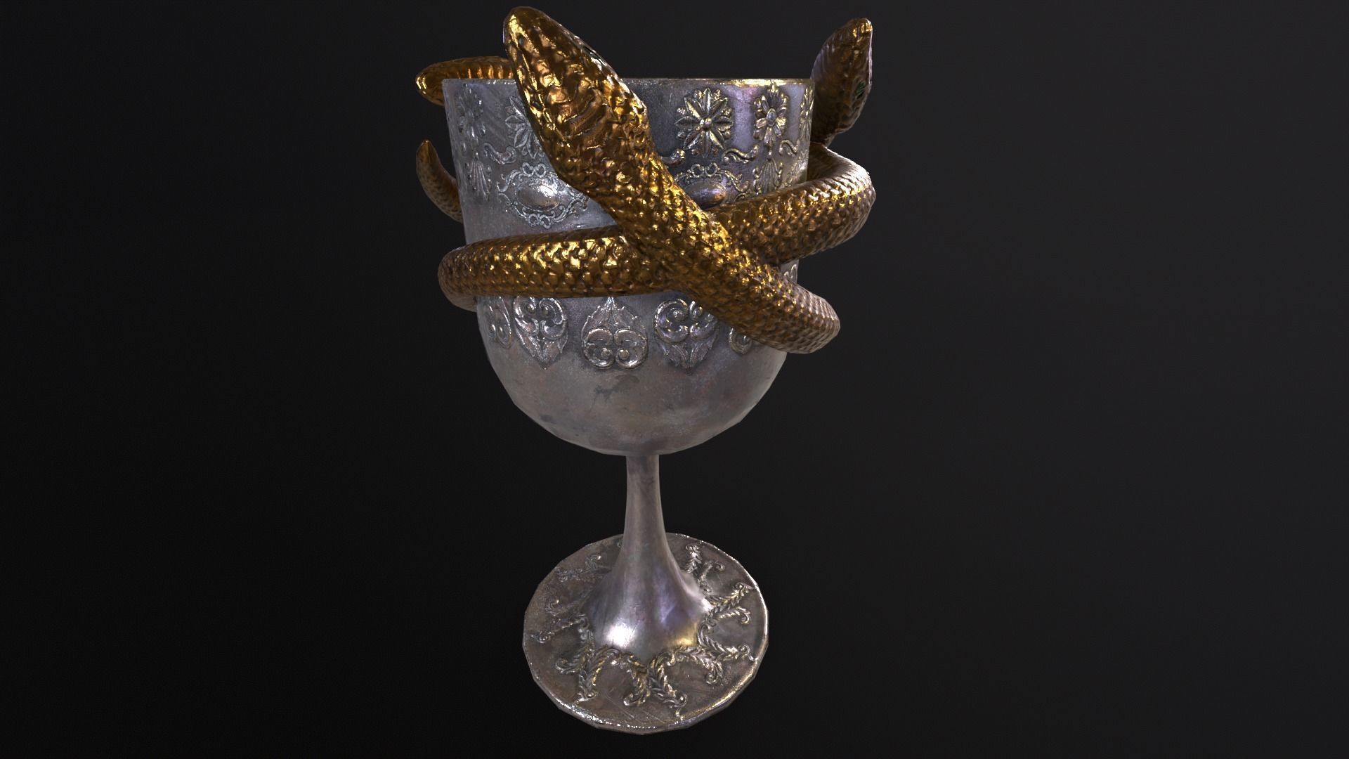 Snake King Chalice Low-poly 3D model_6
