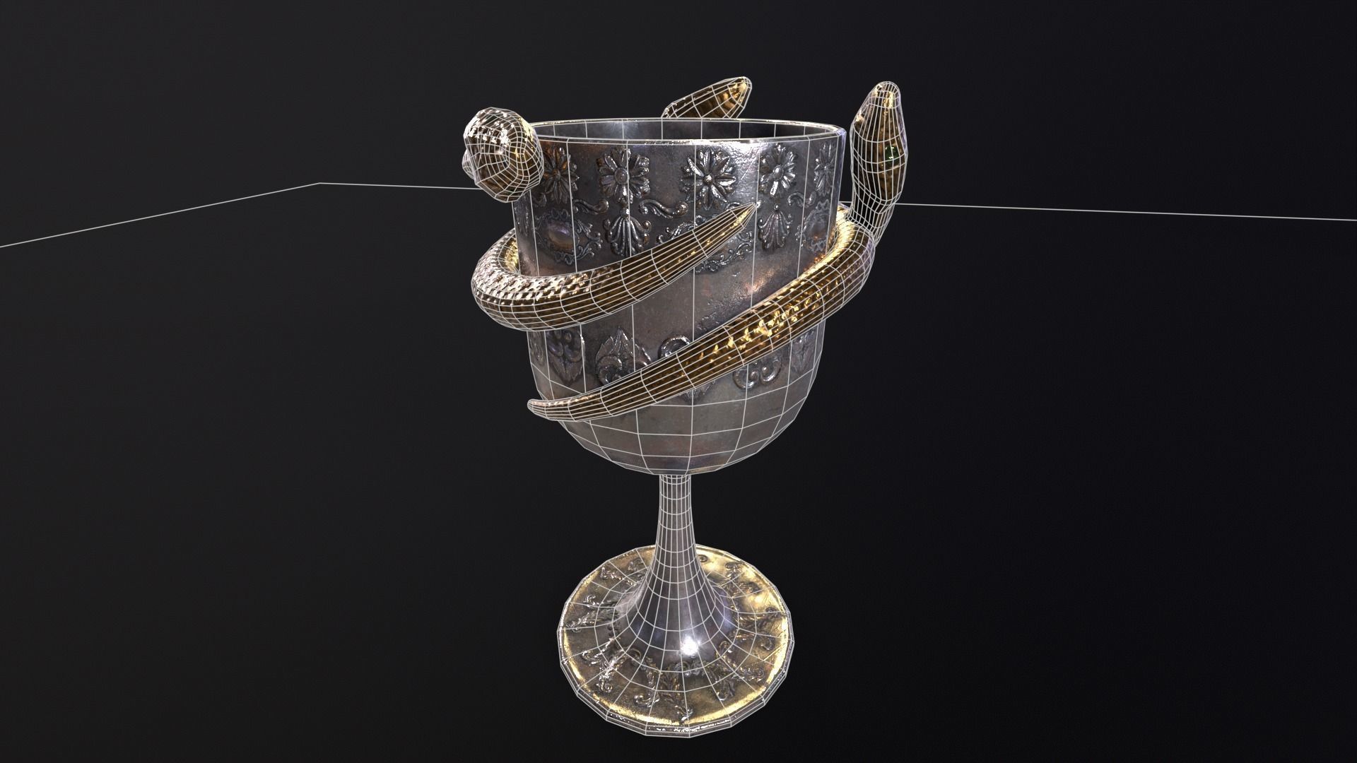 Snake King Chalice Low-poly 3D model_3