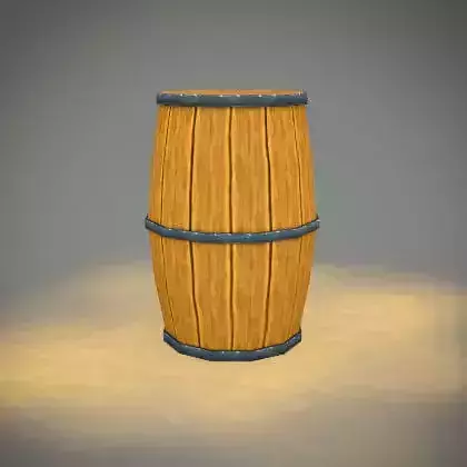 Wooden Stylized Barrel  Game Ready Low poly