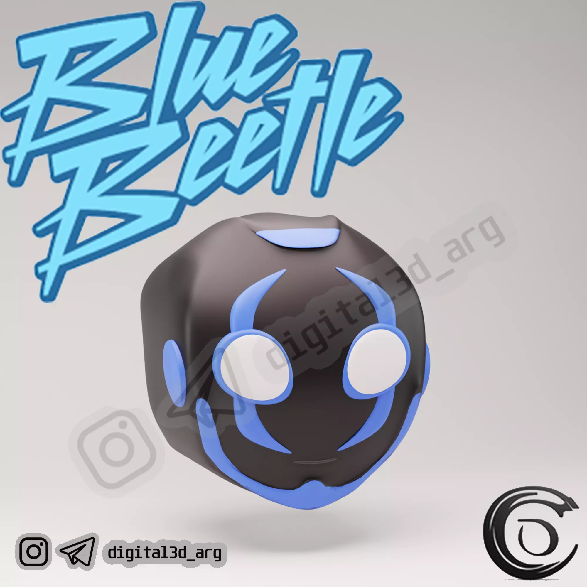 BLUE BEETLE HEAD CARTOON 3D print model