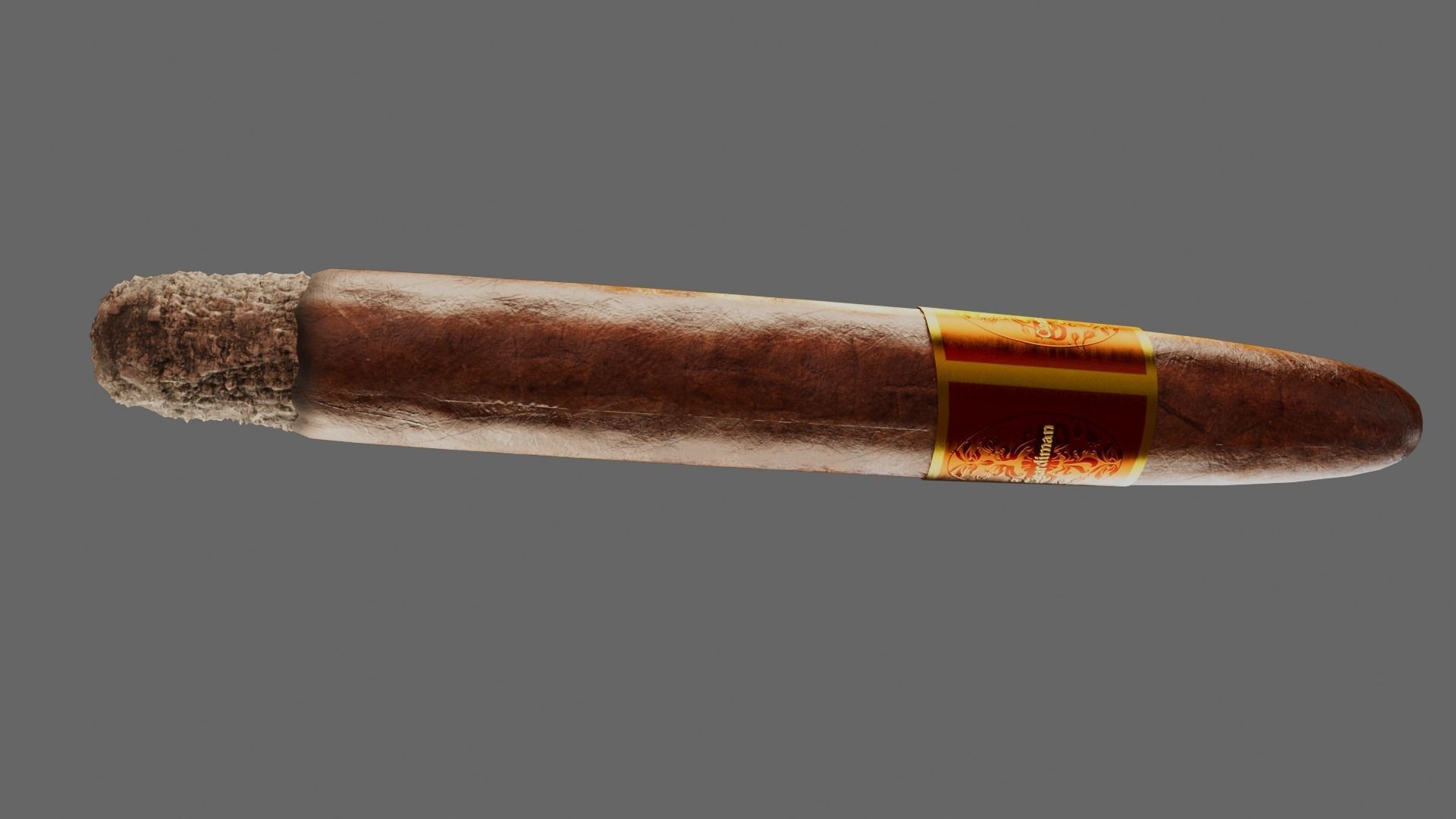 Cigar with VDB Smoke Animation Low-poly 3D model_7
