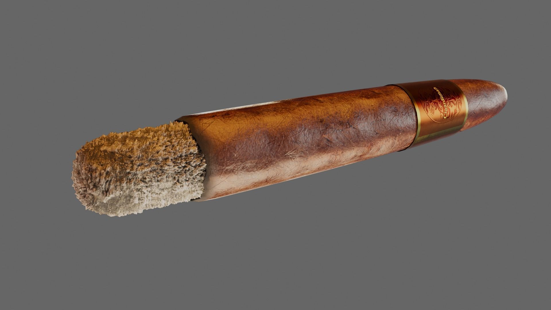 Cigar with VDB Smoke Animation Low-poly 3D model_16