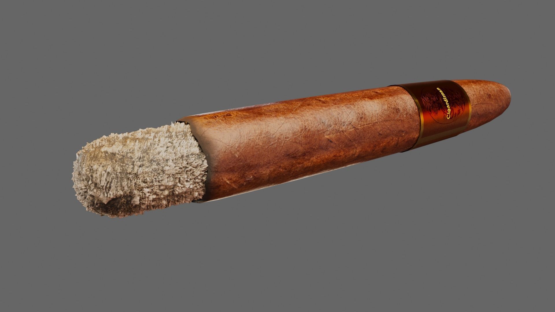 Cigar with VDB Smoke Animation Low-poly 3D model_11