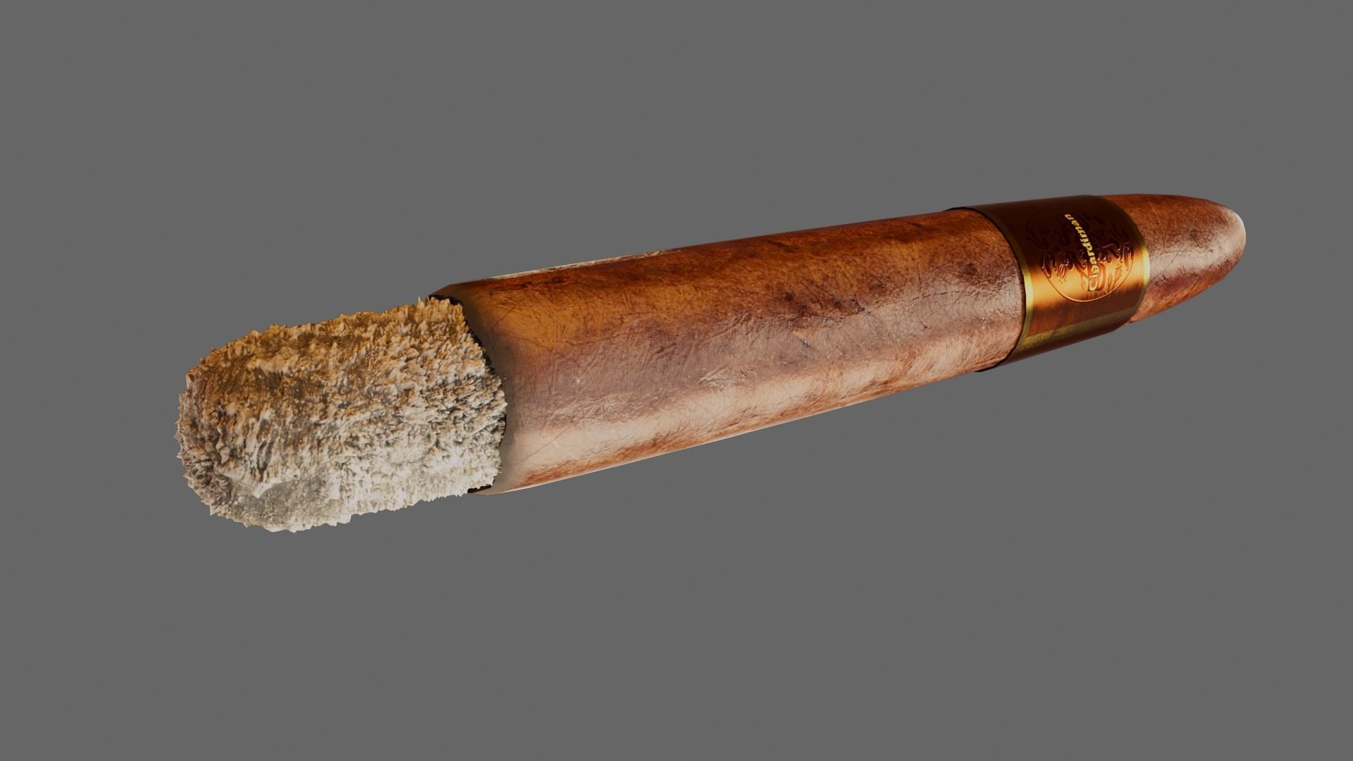 Cigar with VDB Smoke Animation Low-poly 3D model_15