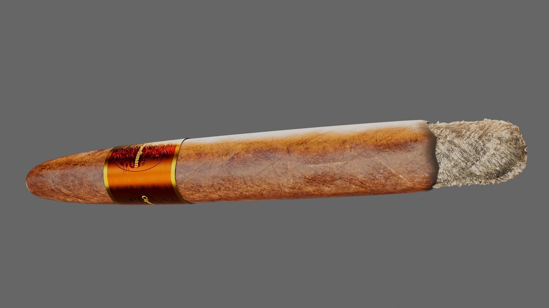 Cigar with VDB Smoke Animation Low-poly 3D model_8