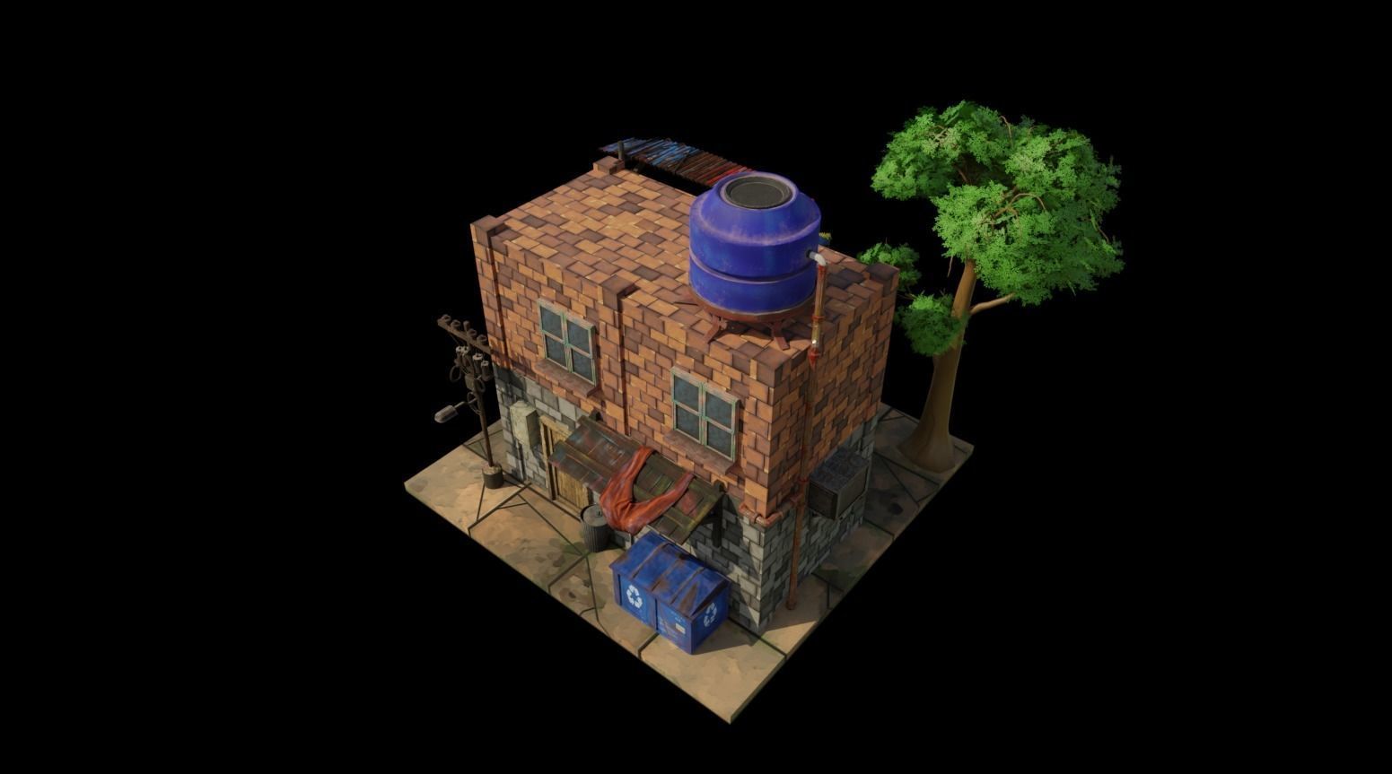 Stylized Favela Kit Low-poly 3D model_10