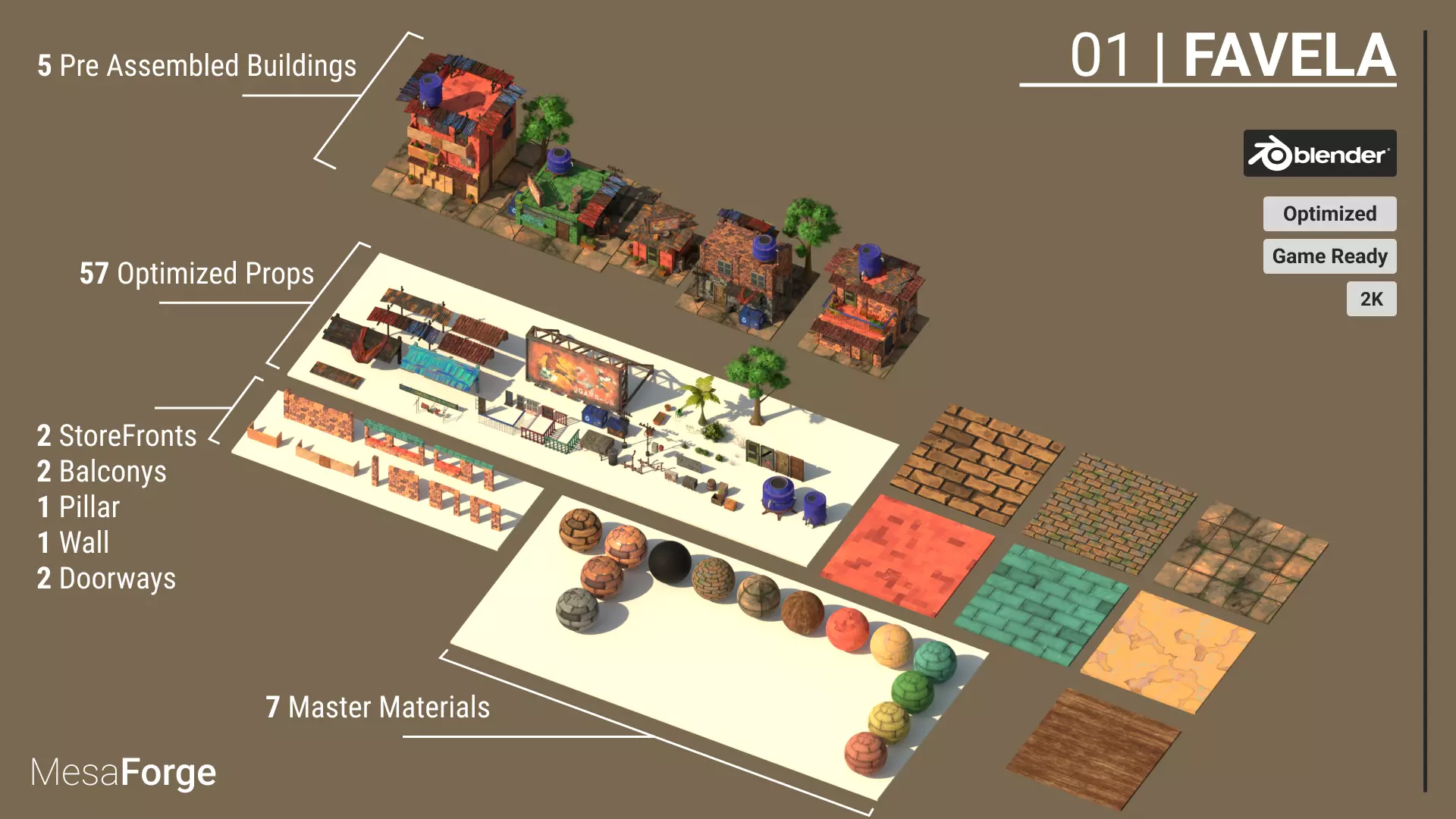 Stylized Favela Kit Low-poly 3D model_0