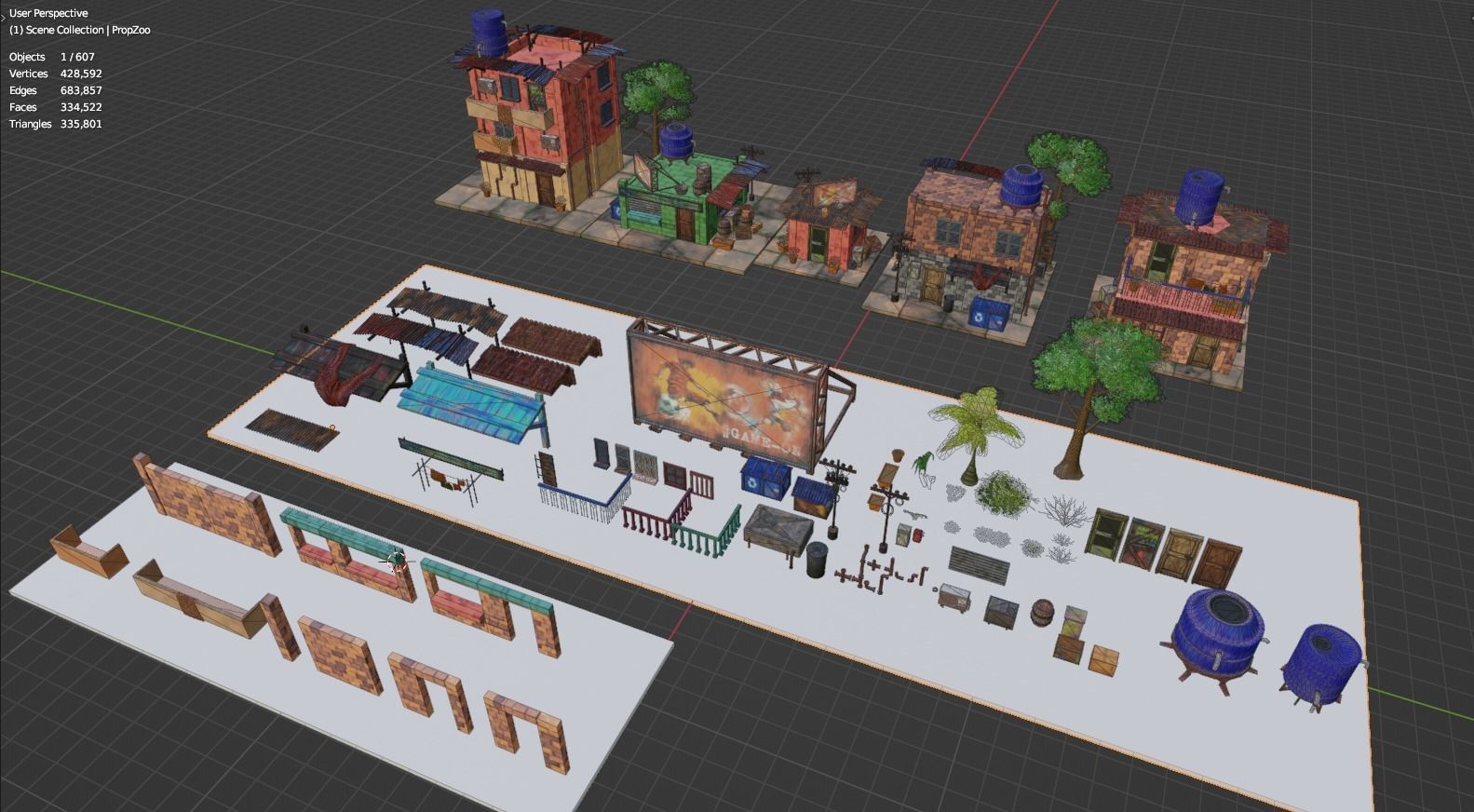 Stylized Favela Kit Low-poly 3D model_15