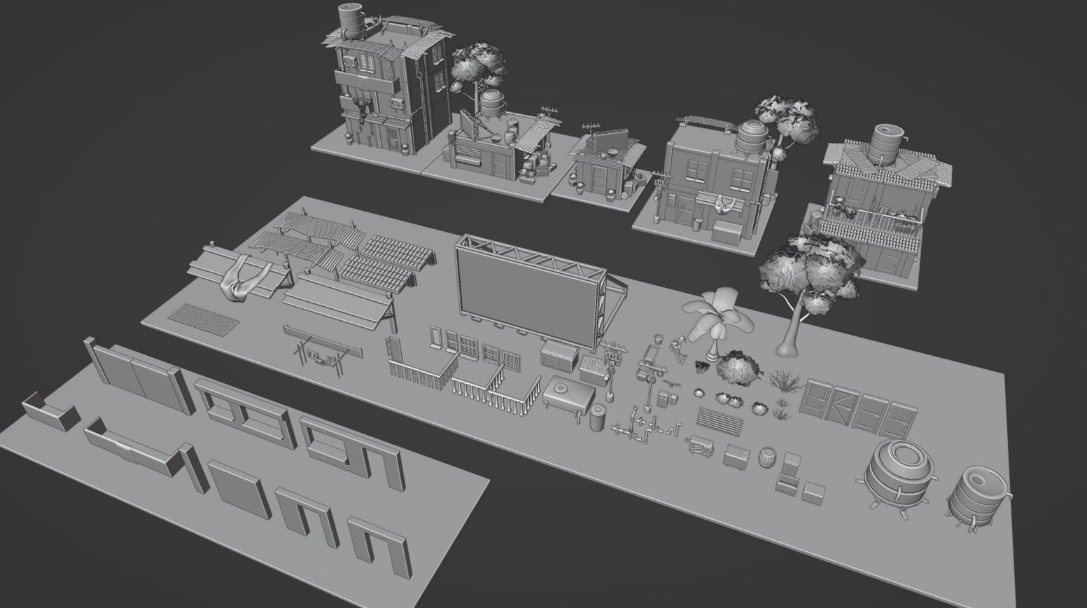 Stylized Favela Kit Low-poly 3D model_13