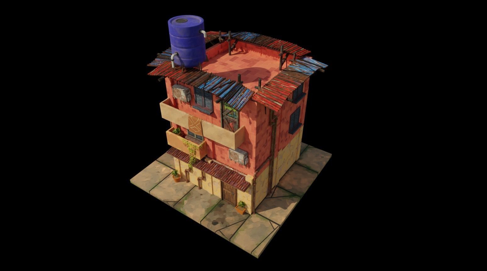 Stylized Favela Kit Low-poly 3D model_8