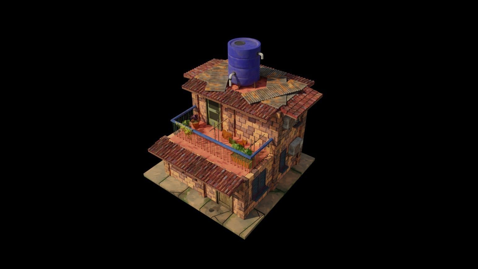 Stylized Favela Kit Low-poly 3D model_11