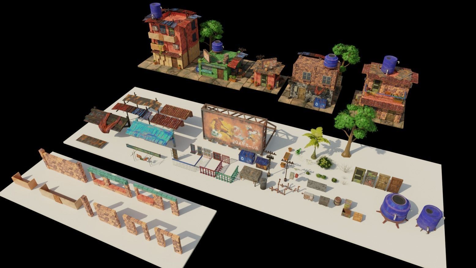 Stylized Favela Kit Low-poly 3D model_12