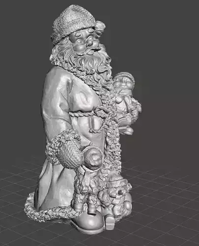 santa holding snowbabies statue 3D print model