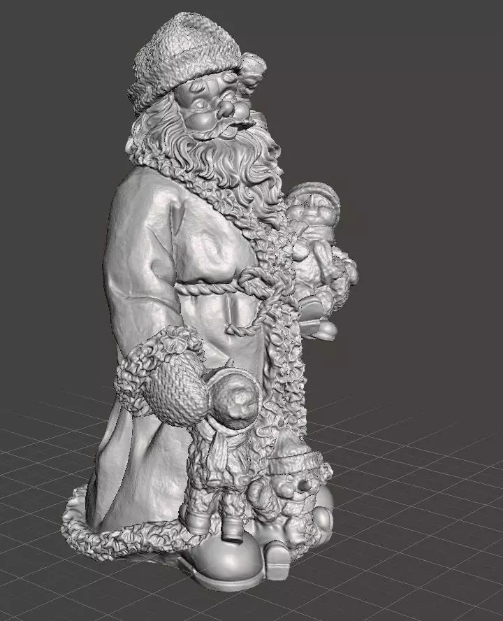 santa holding snowbabies statue 3D print model_0