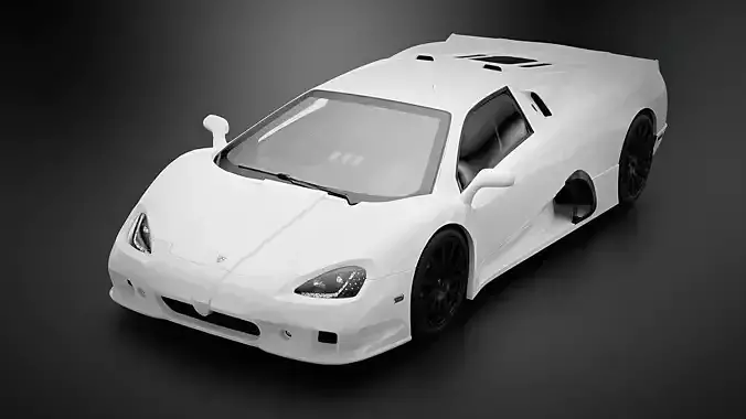 SSC Ultimate Aero 2010 Full White Paint - Interior Included Low-poly 3D model