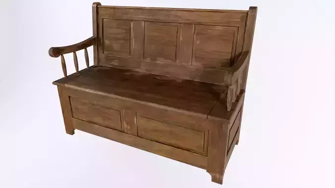 Church Pew Low-poly 3D model