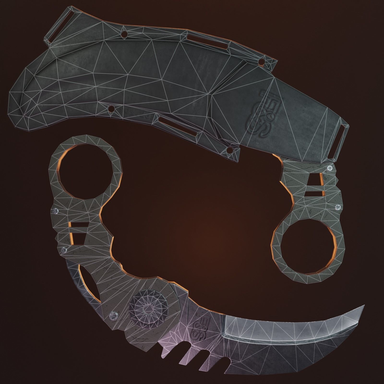 Karambit knife Low-poly 3D model_5