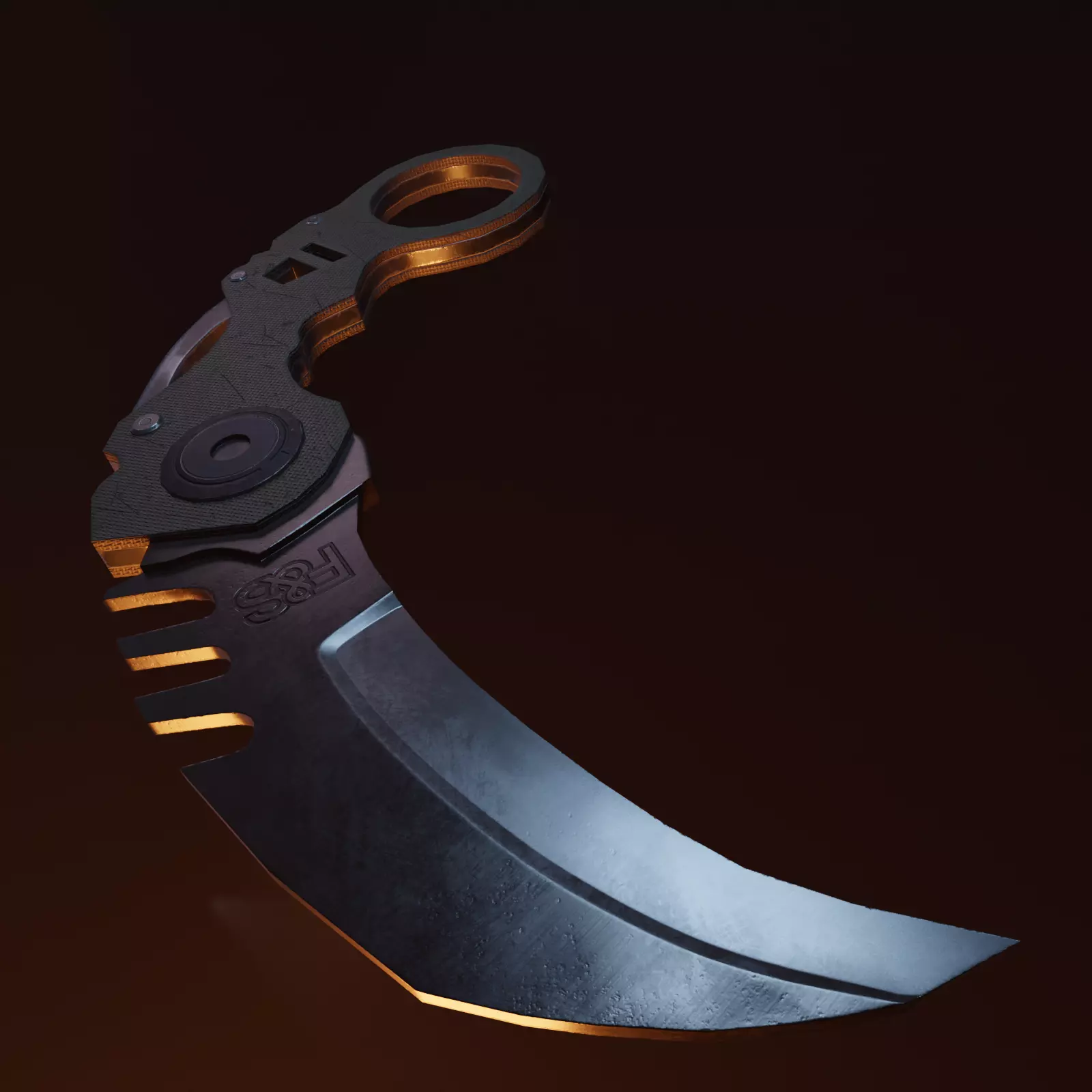 Karambit knife Low-poly 3D model_0
