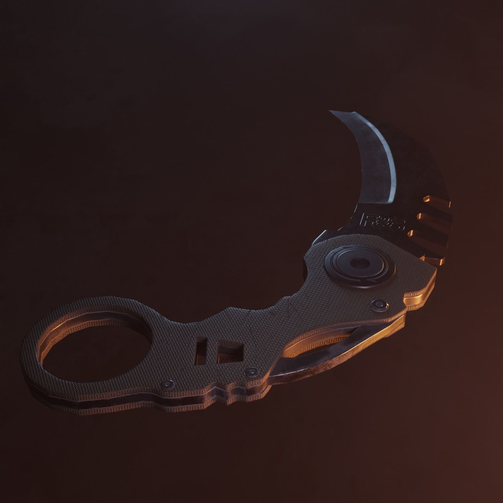 Karambit knife Low-poly 3D model_1