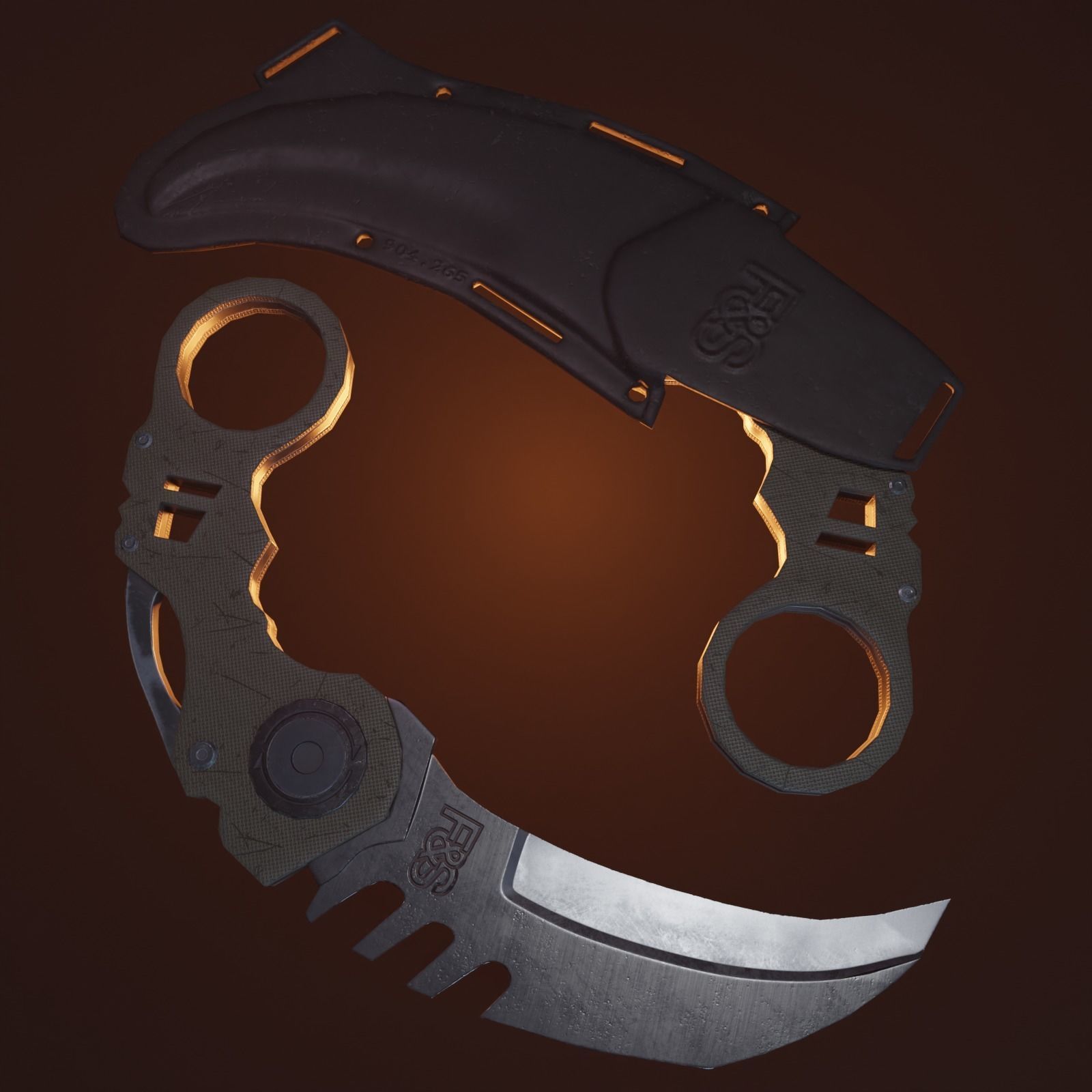 Karambit knife Low-poly 3D model_4