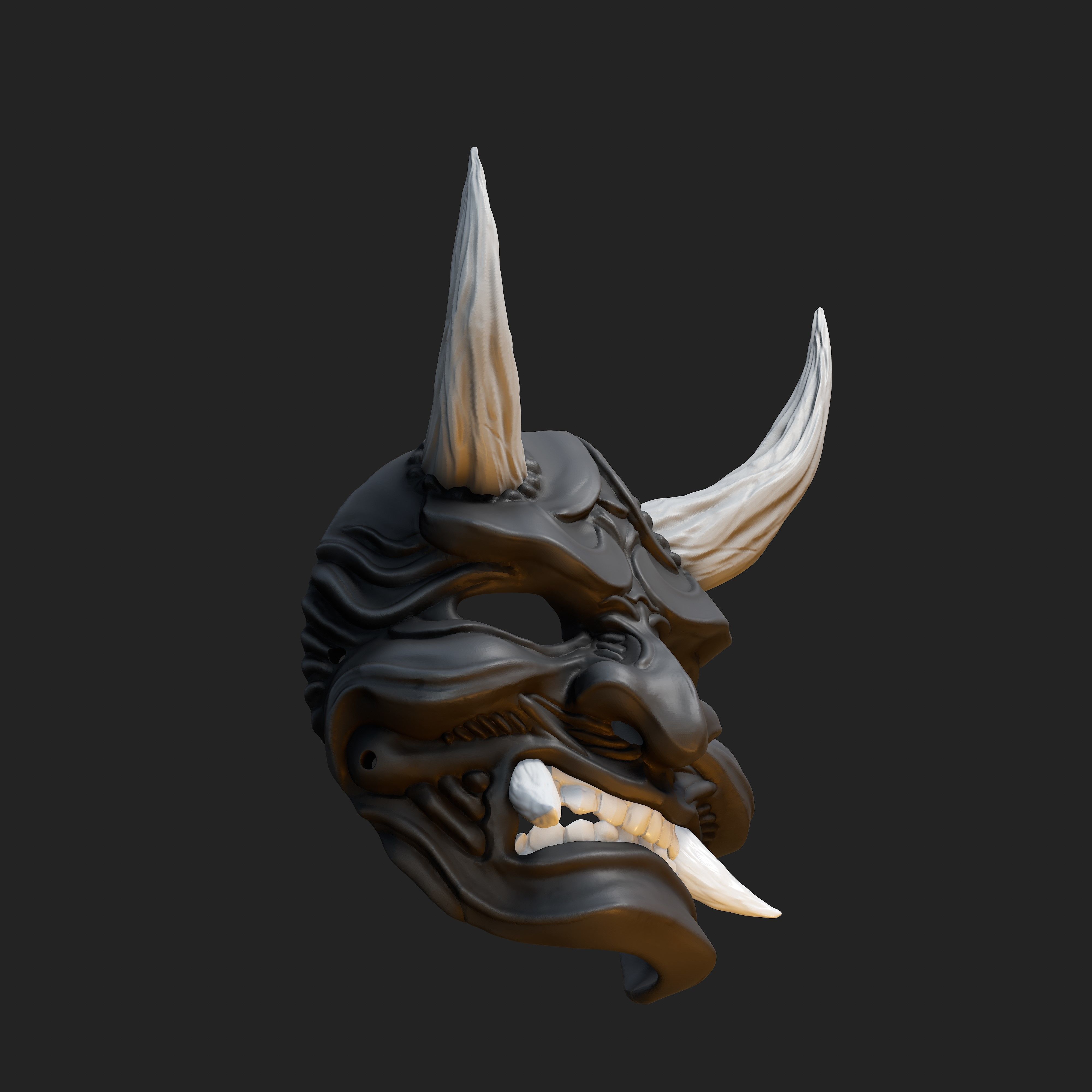 Hannya Samurai Oni Mask 5 3D print model_2