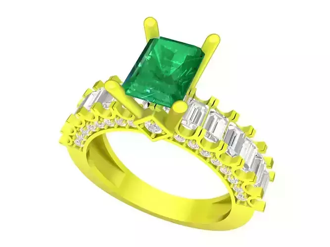 A7163 Emerald Diamond Engagement Ring For Women