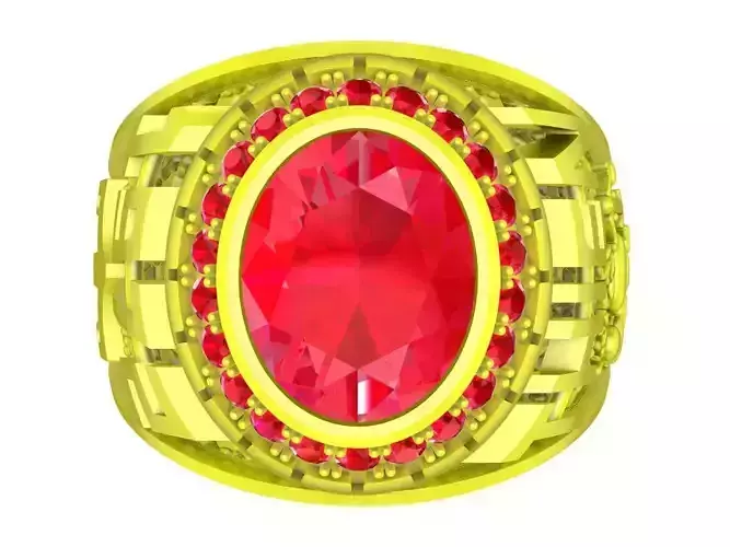 A7174 Oval Diamond Signet Ring For Men