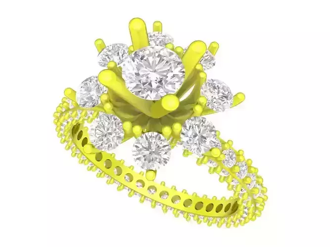 A7176 Diamond Flower Eternity Ring For Women 3D Model 3D print model