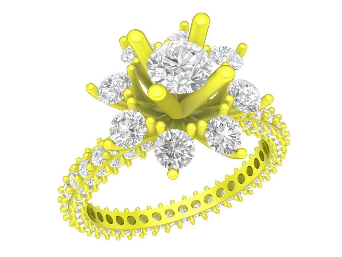 A7176 Diamond Flower Eternity Ring For Women 3D Model 3D print model_1