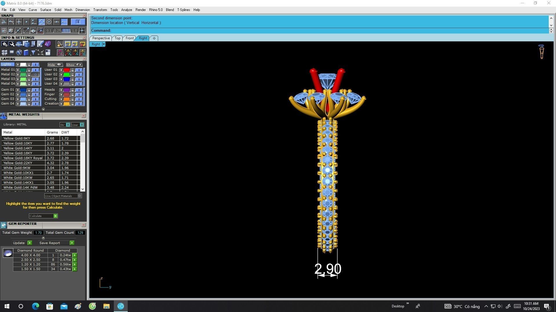 A7176 Diamond Flower Eternity Ring For Women 3D Model 3D print model_7