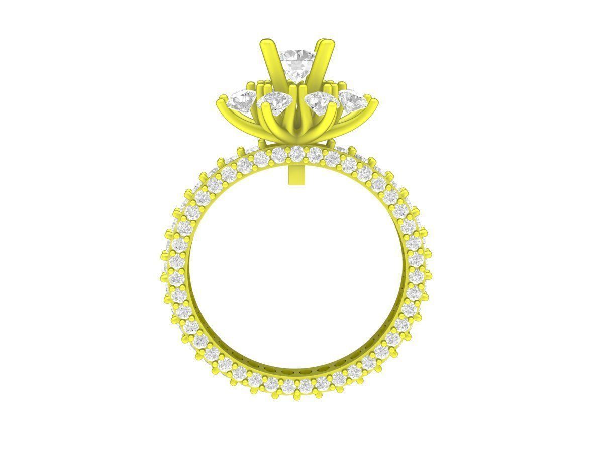 A7176 Diamond Flower Eternity Ring For Women 3D Model 3D print model_3