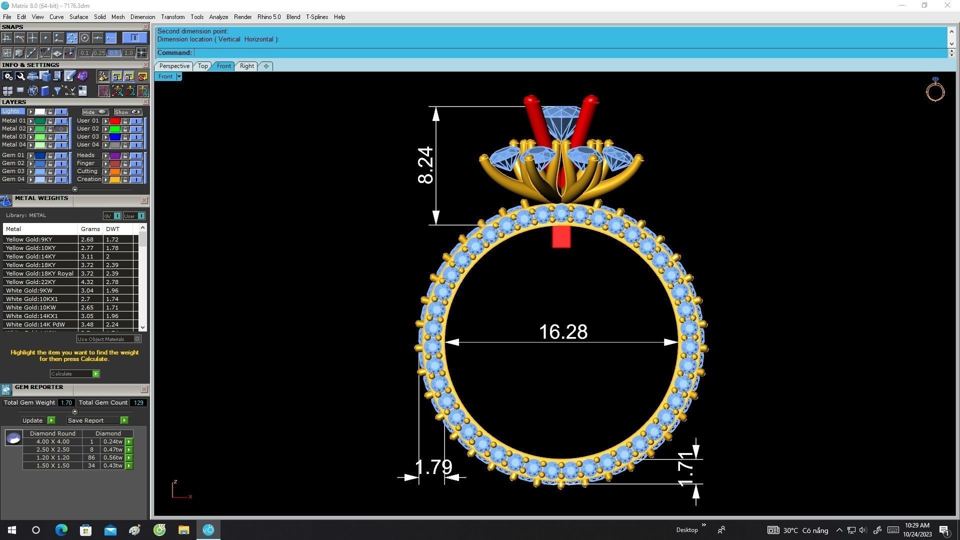 A7176 Diamond Flower Eternity Ring For Women 3D Model 3D print model_6