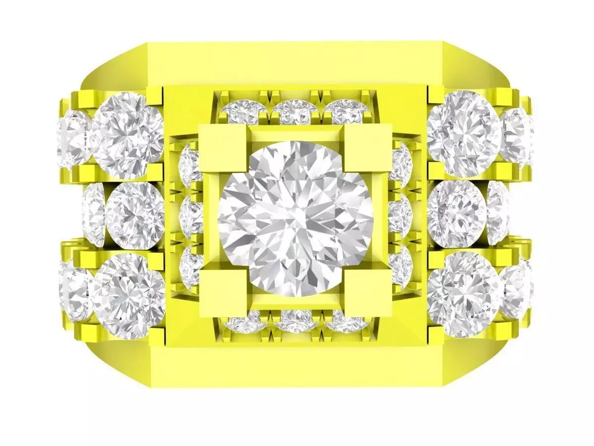 A7179 Korean Fashion Diamond Ring for Businessmen 3D Model 3D print model