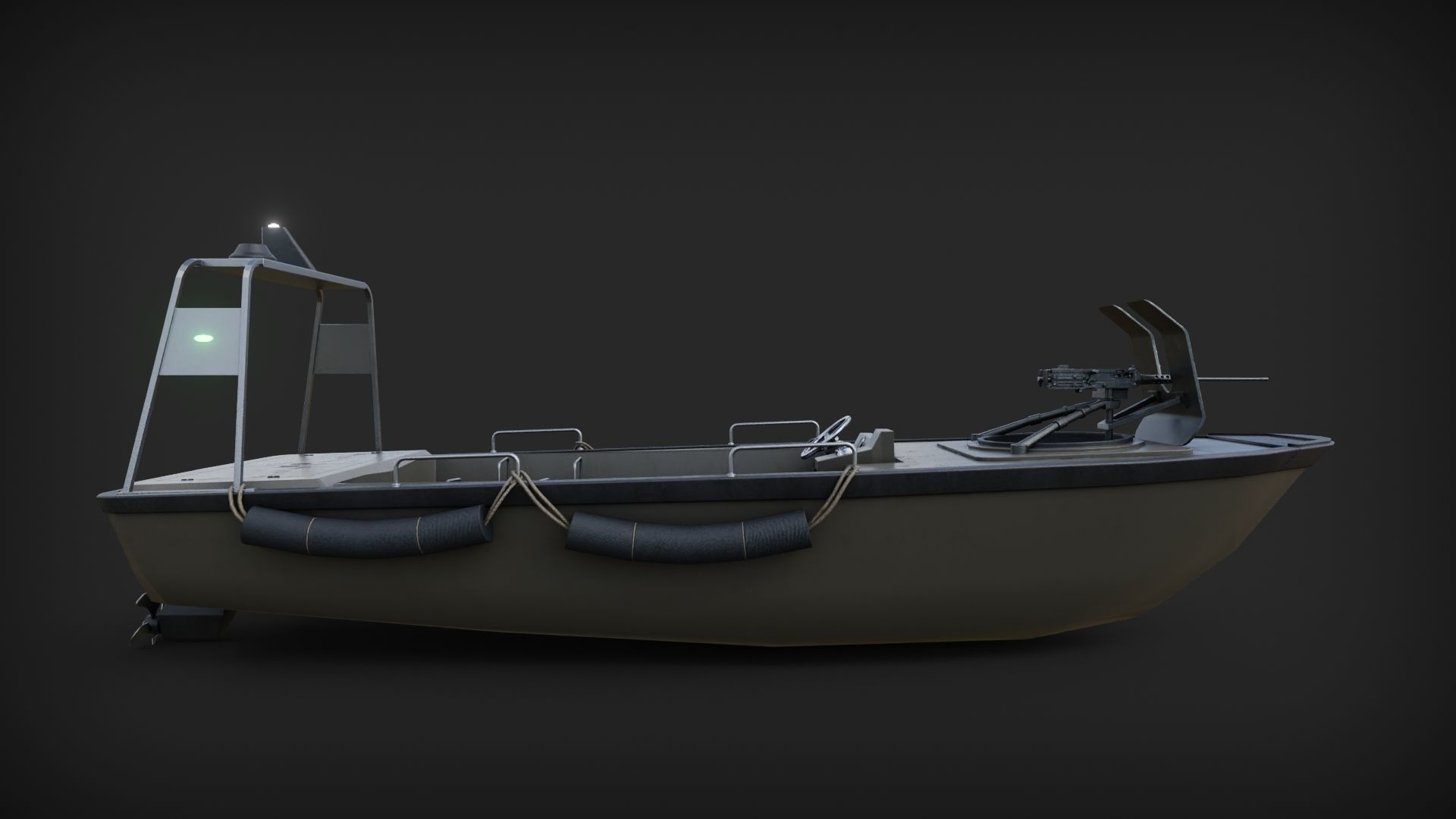 Marine Military Boat Low-poly 3D model_3