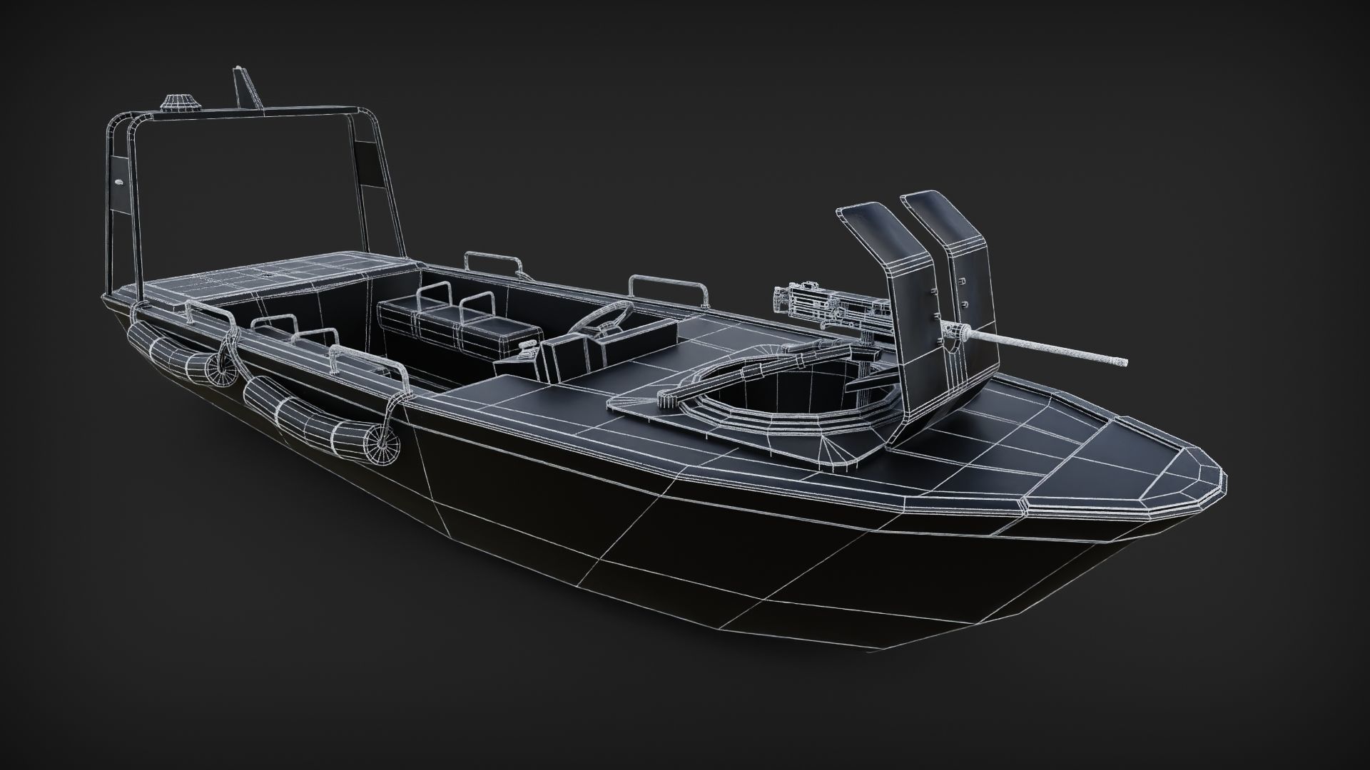 Marine Military Boat Low-poly 3D model_5
