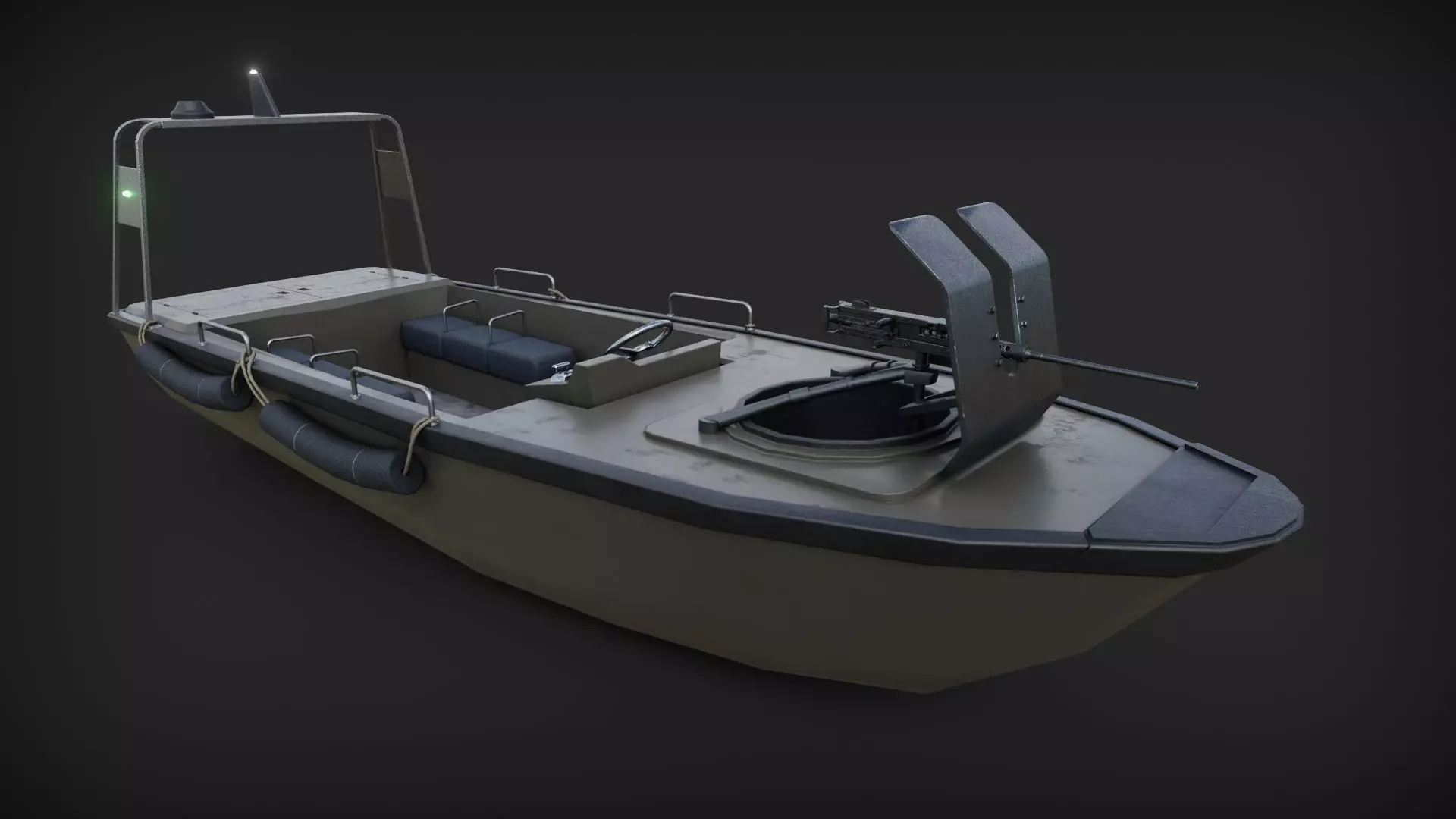 Marine Military Boat Low-poly 3D model_0