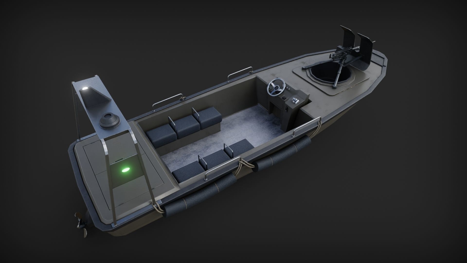 Marine Military Boat Low-poly 3D model_1