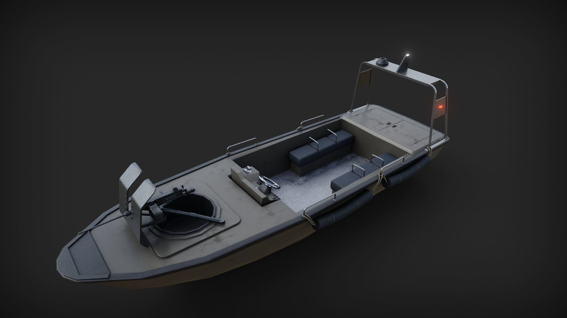 Marine Military Boat Low-poly 3D model_4