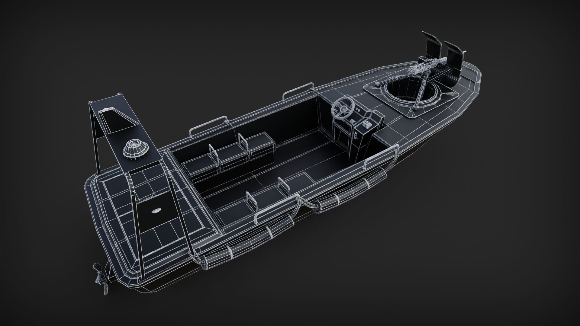 Marine Military Boat Low-poly 3D model_6