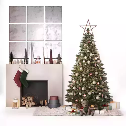Decorated Christmas tree with decor