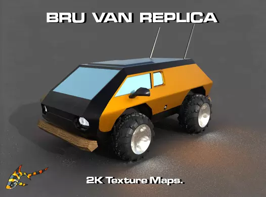 BRU VAN REPLICA Low-poly 3D model_0