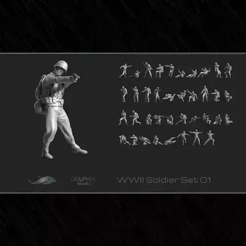 WWII Soldier Set 01 3D print model