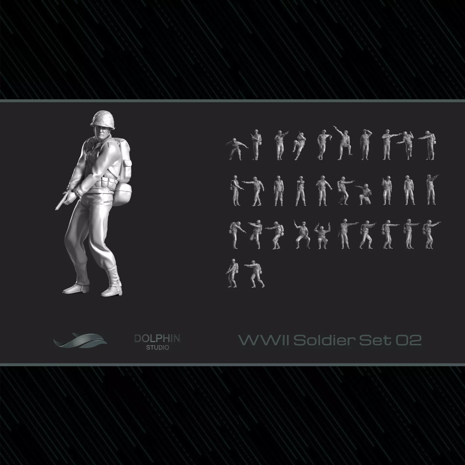 WWII Soldier Set 02 3D print model